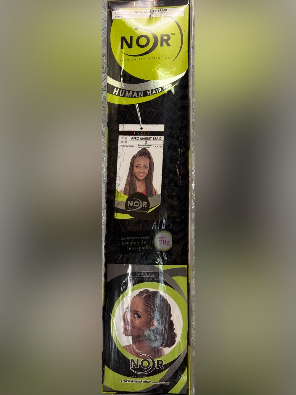 Janet collection. Noir premium synthetic hair. Afro Marley braid